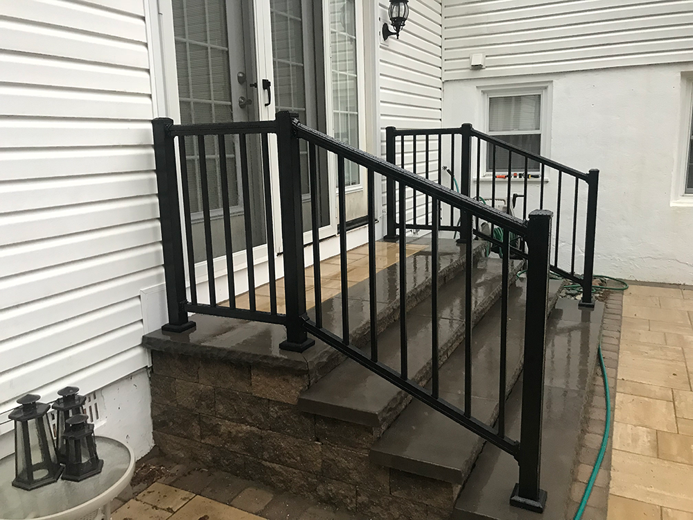 black aluminum railings installed by Montco Fence