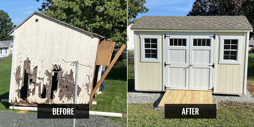 shed replacement before after montgomery berks chester lehigh valley county pa montco fence