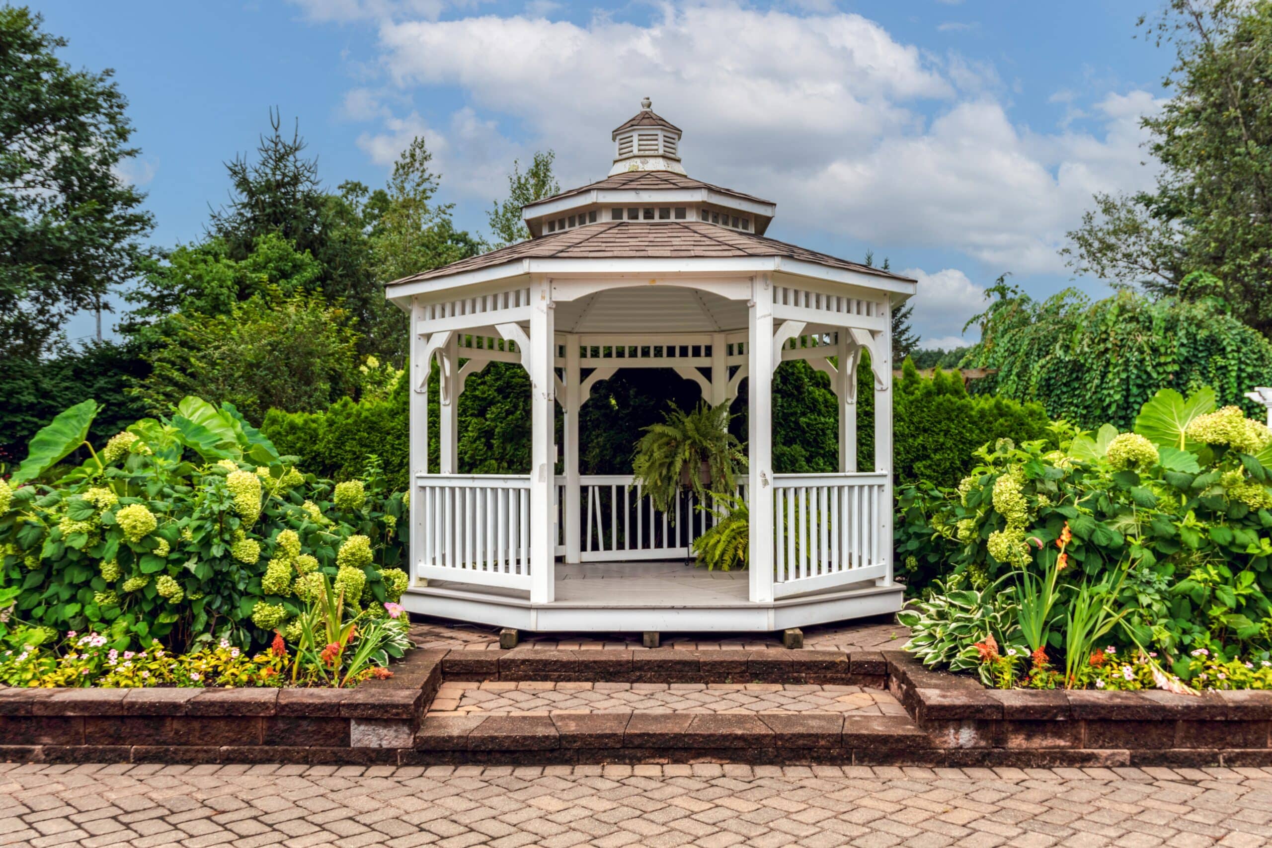 A charming gazebo with a classic design in a scenic location.